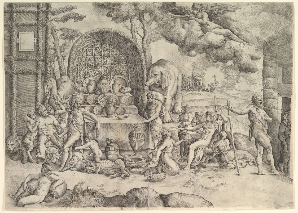 Le Mariage de Cupidon et Psyché panneau droit - Battista Franco Veneziano