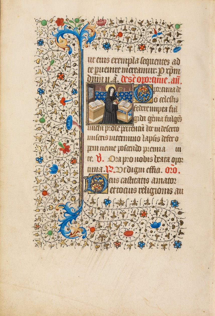 Abbesse Opportuna avec un bâton et un livre - Bedford Master Workshop Bedford Master Workshop