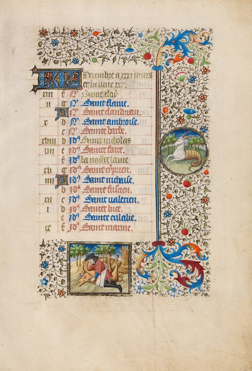 Page du calendrier de décembre ; Abattage d