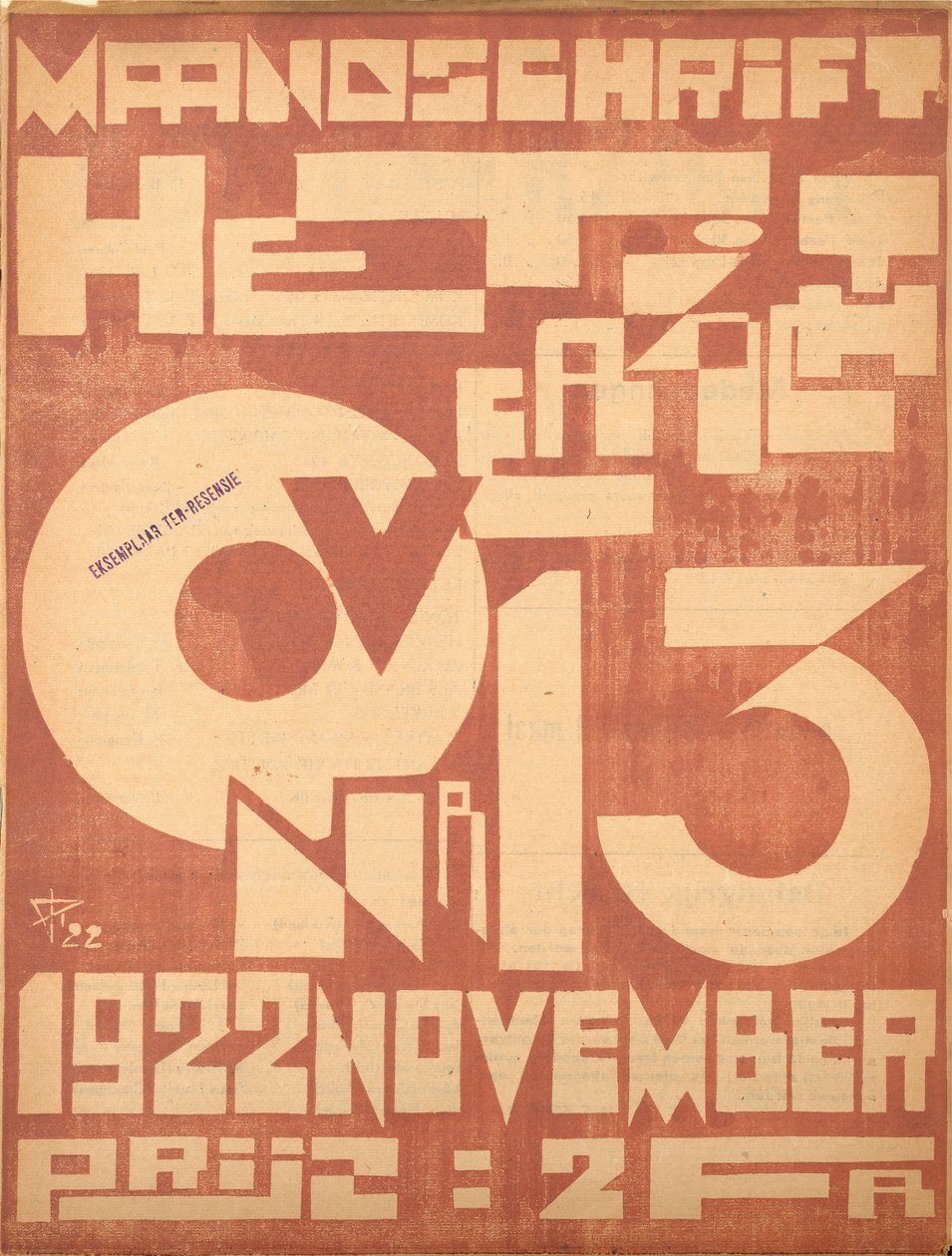 Couverture du numéro de novembre 1922 du magazine "Het Overzicht", 1922 - Belgian School