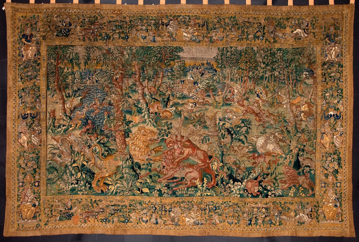 Scène de chasse Tapisserie réalisée dans les manufactures de Bruxelles. 16ème siècle Gênes, Musei di Strada Nuova - Belgian School