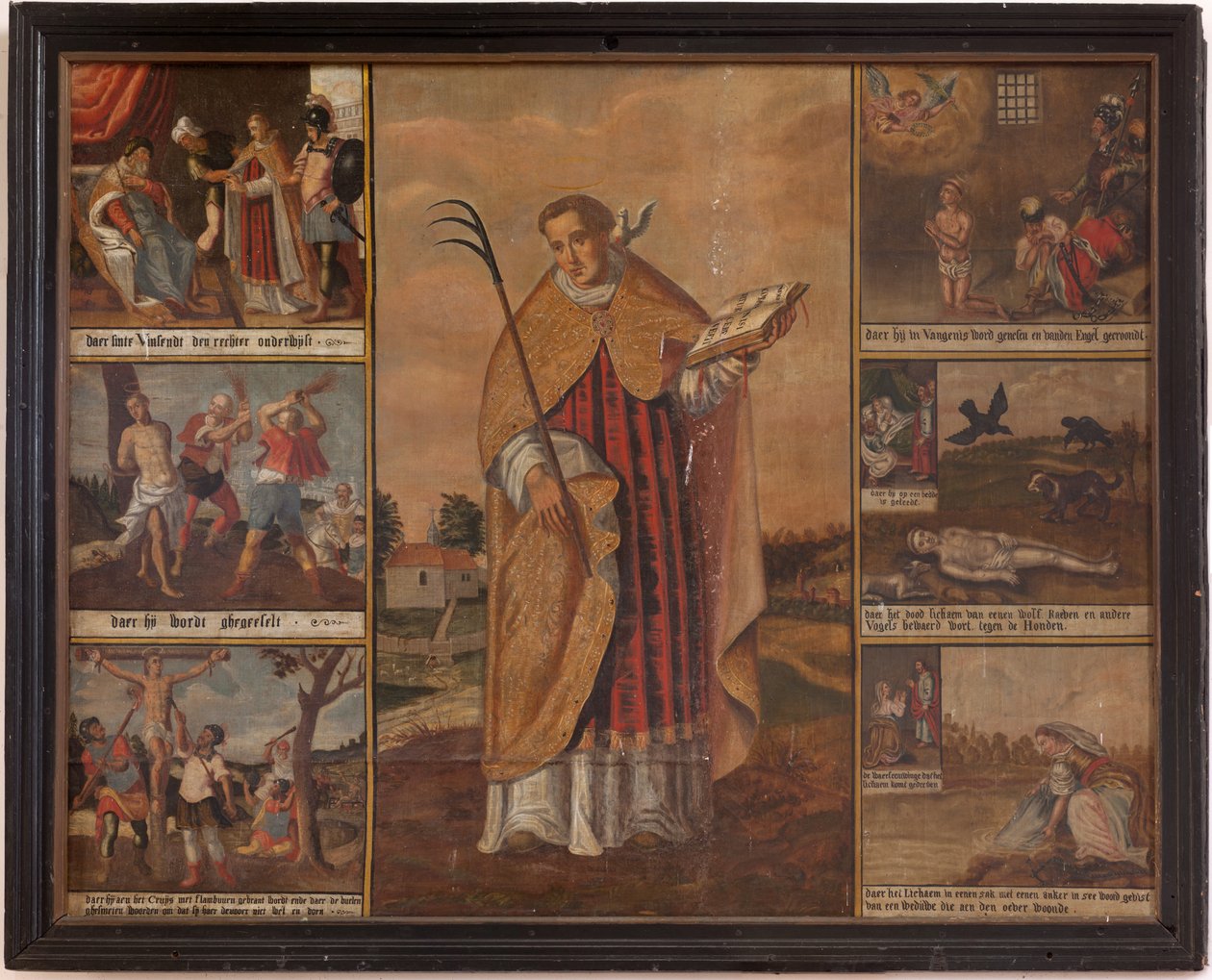 Maarke. Chapelle (Sint-Vincentiuskapel). intérieur. Peinture. Le martyre de Saint Vincent. 19ème siècle. - Belgian School