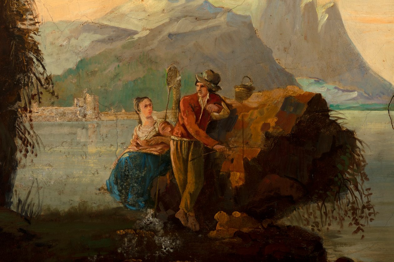 Deuxième salle arrière, salle de réunion, peintures murales avec scènes rurales de style classique, probablement vers 1810, scène 5 - Belgian School