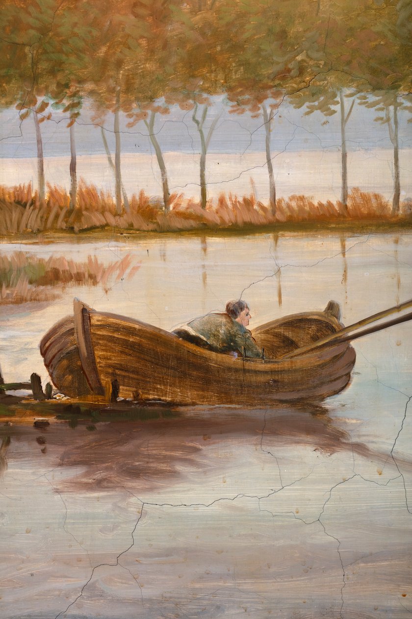 Deuxième salle arrière, salle de réunion, peintures murales avec scènes rurales de style classique, probablement vers 1810, scène 3 - Belgian School