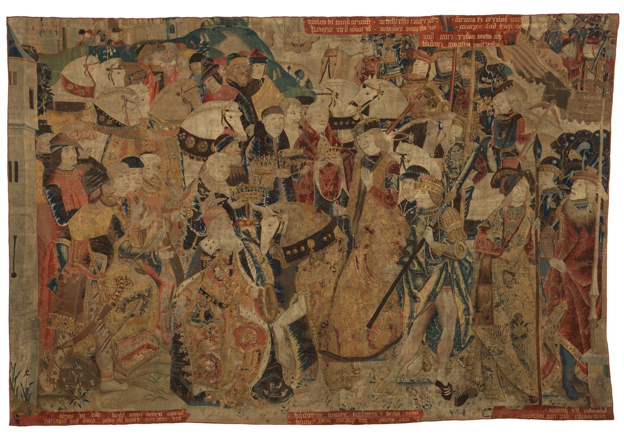 Tapisserie, Alexandre le Grand recevant la soumission des rois de Chypre, peut-être de Tournai - Belgian School