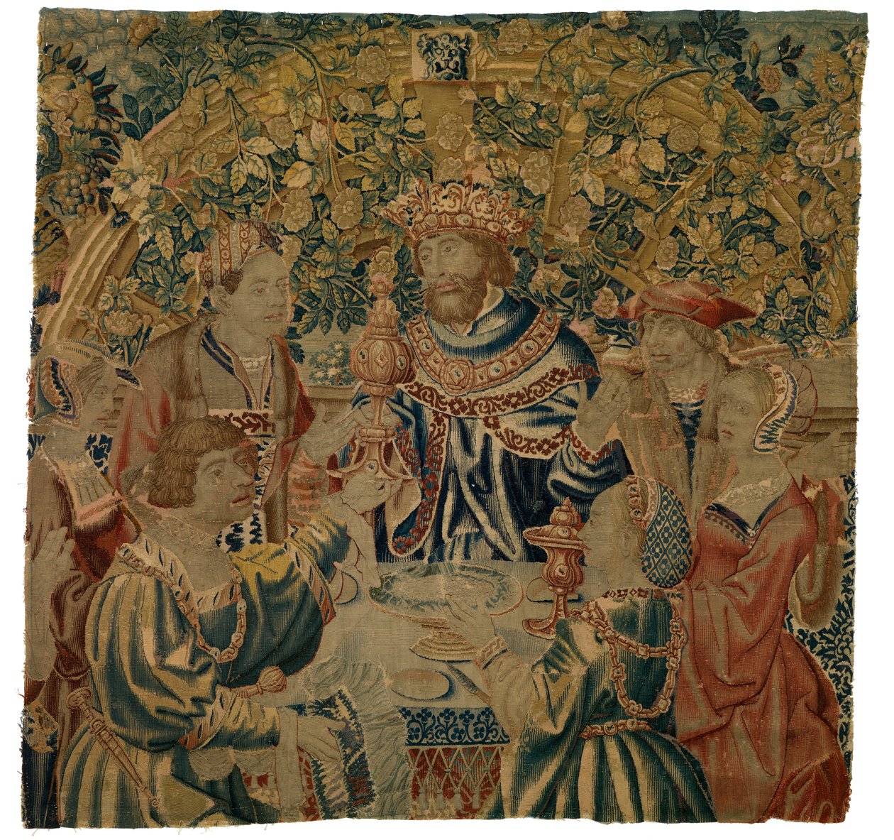 Tapisserie, Banquet avec Roi dans une Arcade, possiblement réalisée à Bruxelles, Belgique - Belgian School