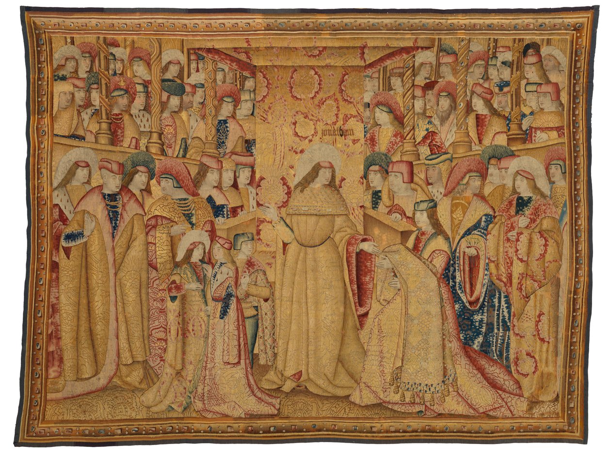 Tapisserie, Jonathan Maccabée recevant une robe pourpre, réalisée à Bruxelles, Belgique, vers 1490-1500 - Belgian School