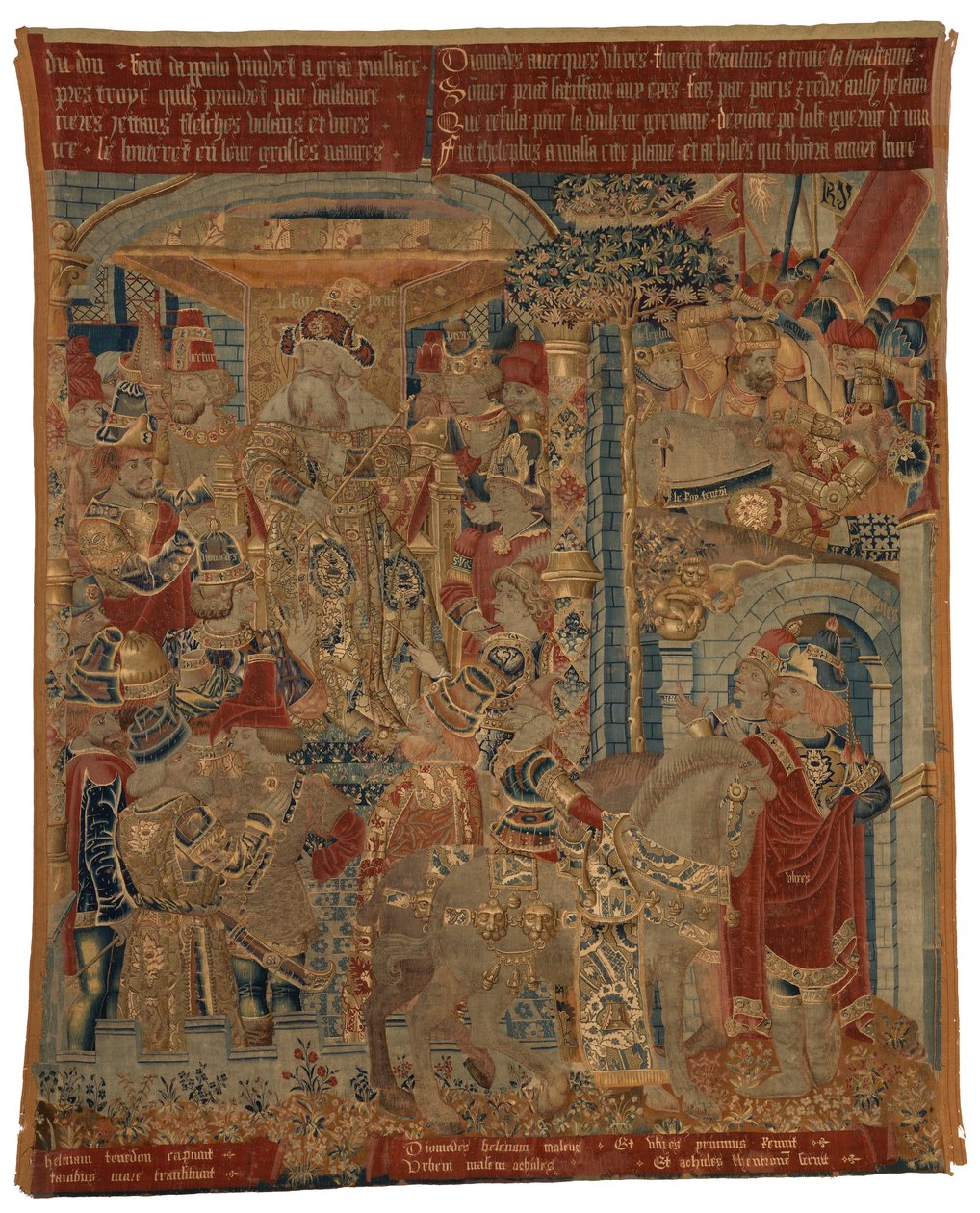 Tapisserie, Trois scènes de la guerre de Troie, ou Ulysse et Diomède comme ambassadeurs à la cour du roi Priam, réclamant le retour d