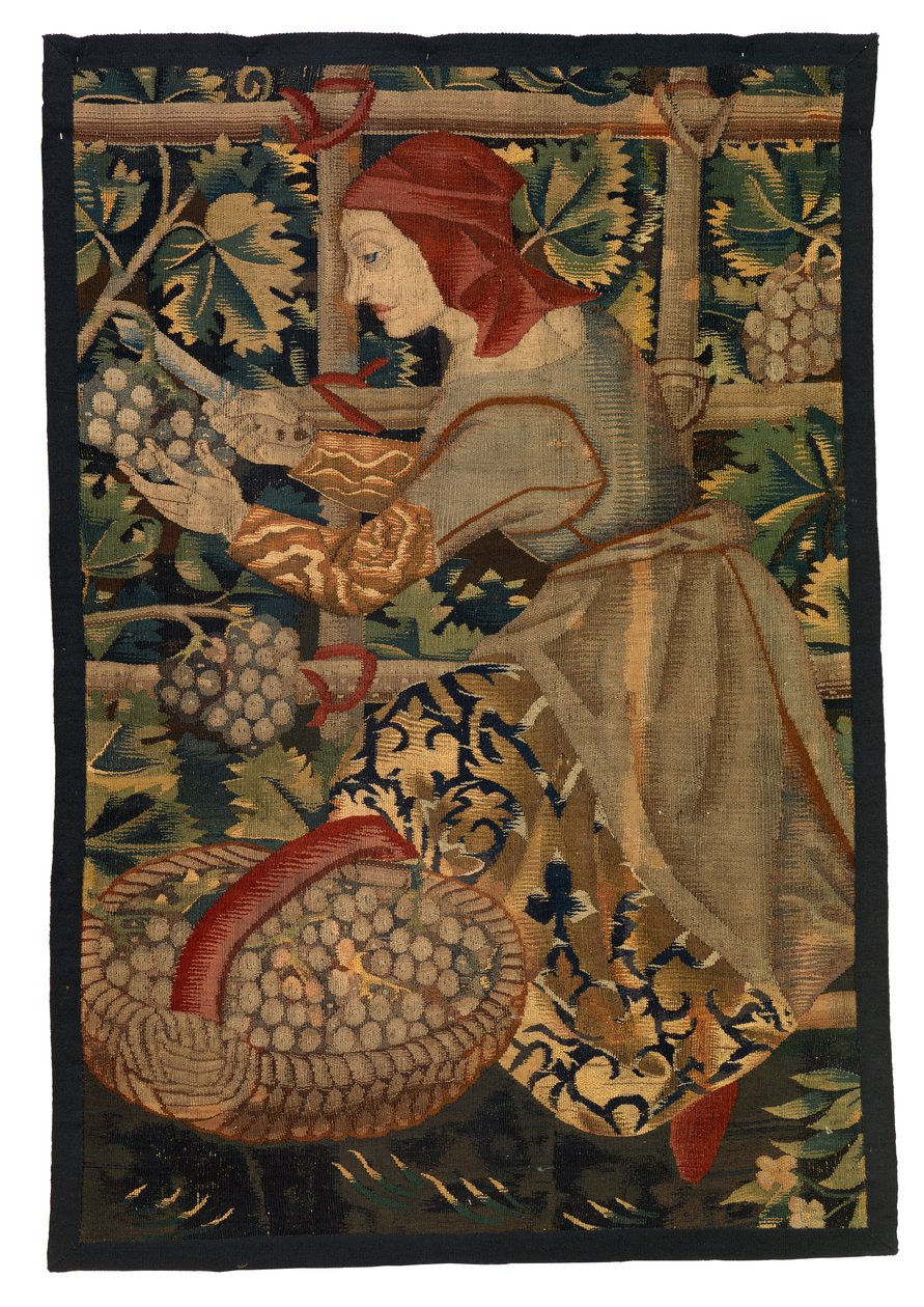 Fragment de tapisserie représentant un Vendangeur, peut-être de Tournai - Belgian School