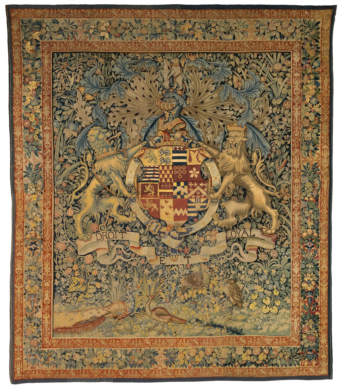 Tapisserie verdure avec les Armoiries de Robert Dudley, Comte de Leicester (une paire avec 47.1), fabriquée en Flandre, Belgique, vers 1570-1585 - Belgian School