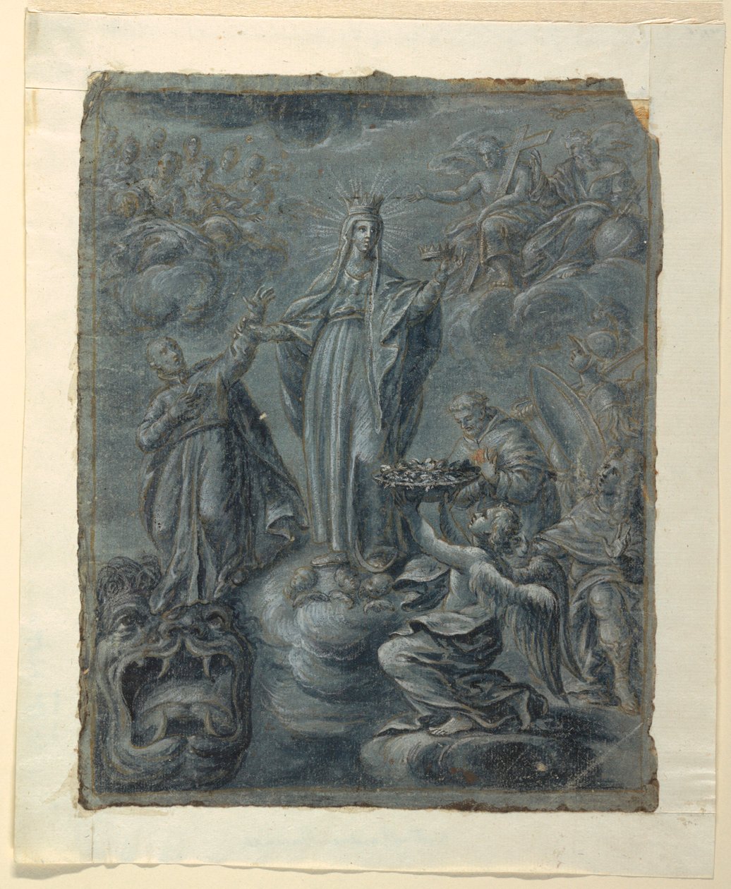 Dessin, Recto : Couronnement de la Vierge, vers 1630 - Belisario Corenzio