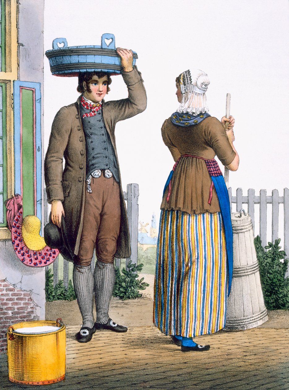 Un couple de paysans de Parmerend, Hollande du Nord, illustration de 