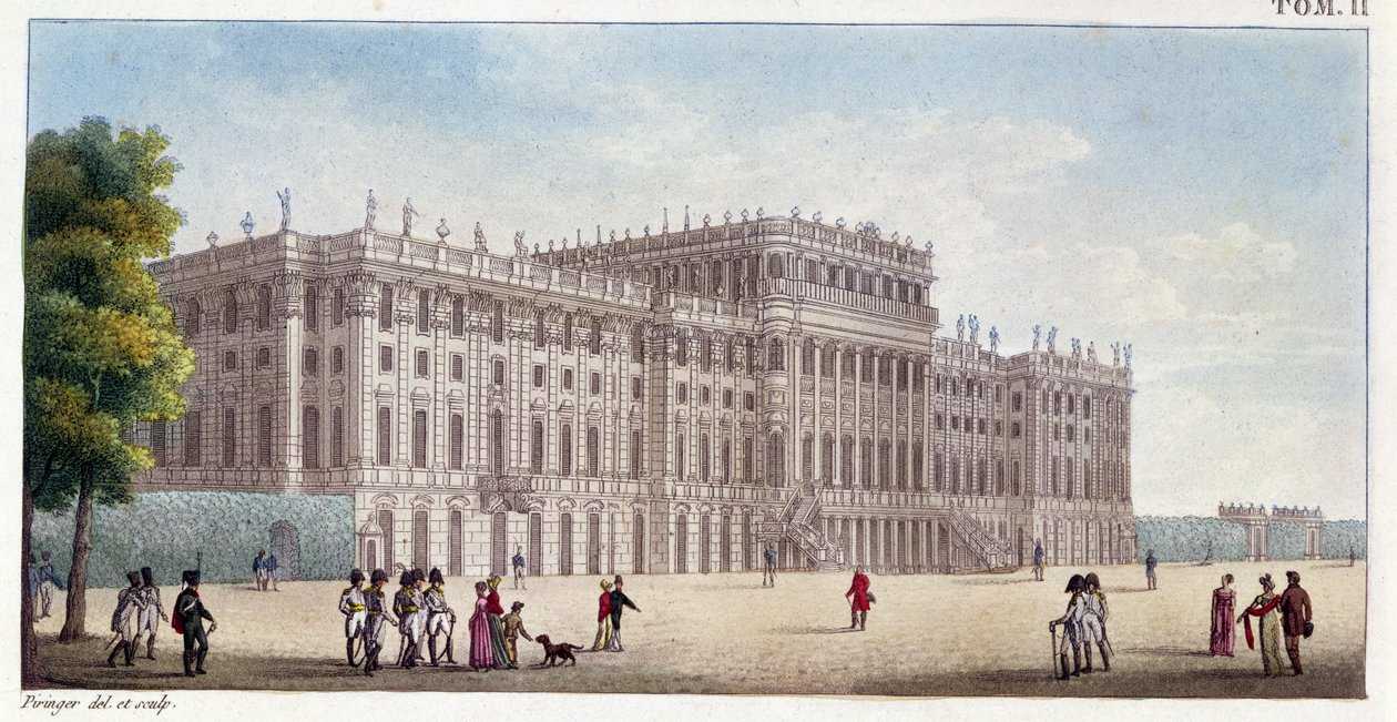 Vue du palais de Schönbrunn depuis les jardins, début du XIXe siècle - Benedict or Benedikt Piringer