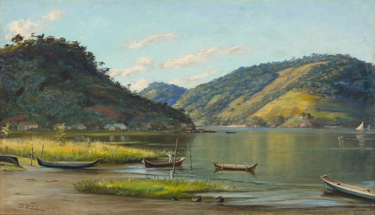 Benedito Calixto - Baie avec des bateaux, SP, 1907 - Benedito Calixto