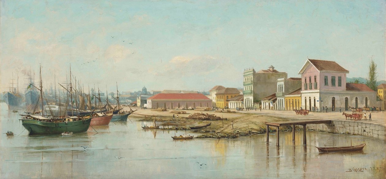 Benedito Calixto - Porto do Bispo, Santos, SP, vue de la mer, 1887 - Benedito Calixto