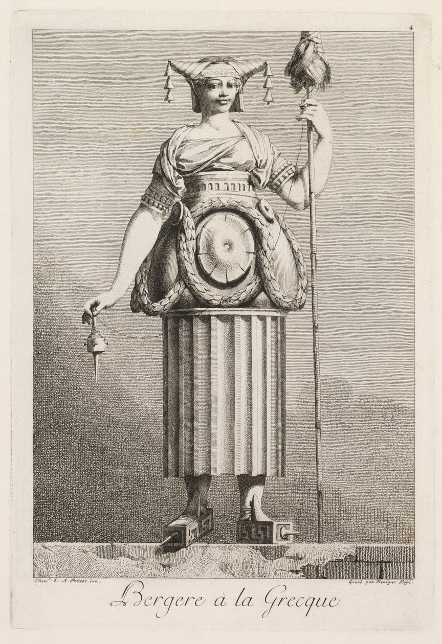 Mascarade à la Grecque: Bergère à la Grecque (Planche 4) - Benigno Bossi