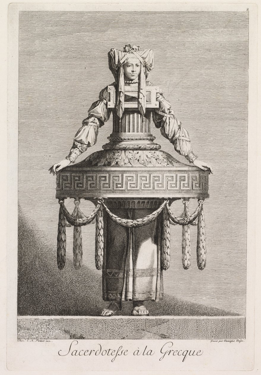 Mascarade à la Grecque: Sacerdotesse à la Grecque, Planche 8, 1771 - Benigno Bossi