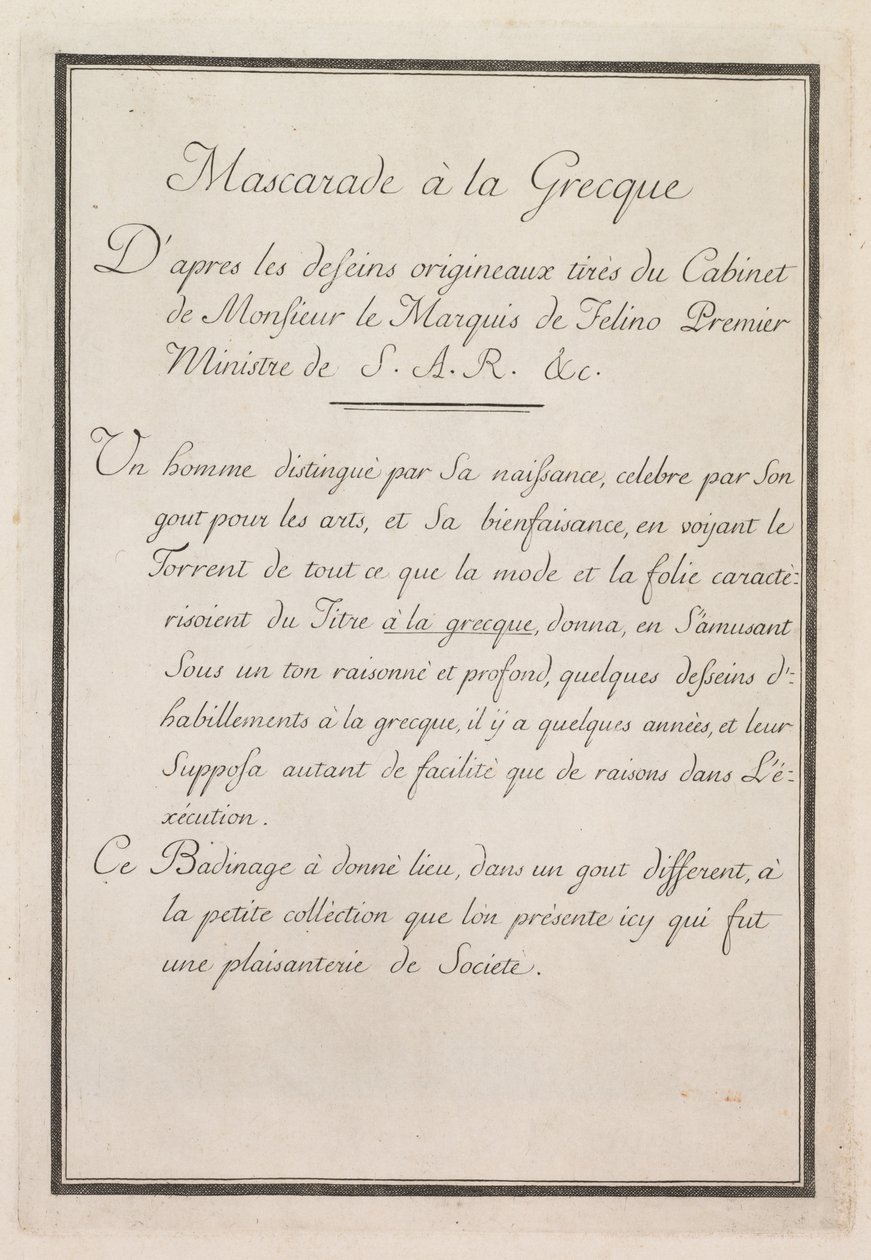 Mascarade à la Grecque : Page de titre Planche 1 - Benigno Bossi
