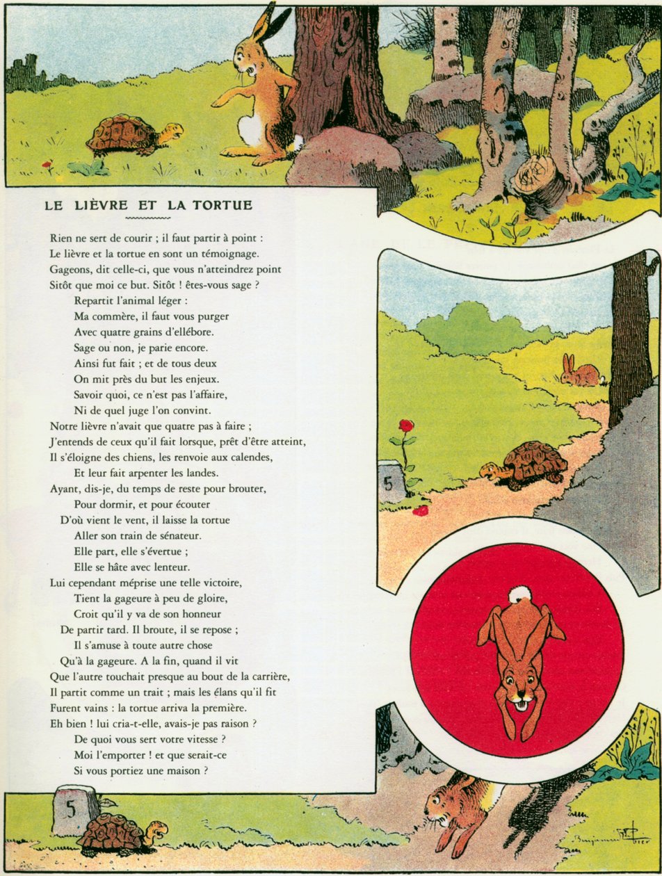 Le Lièvre et la Tortue, illustration des 