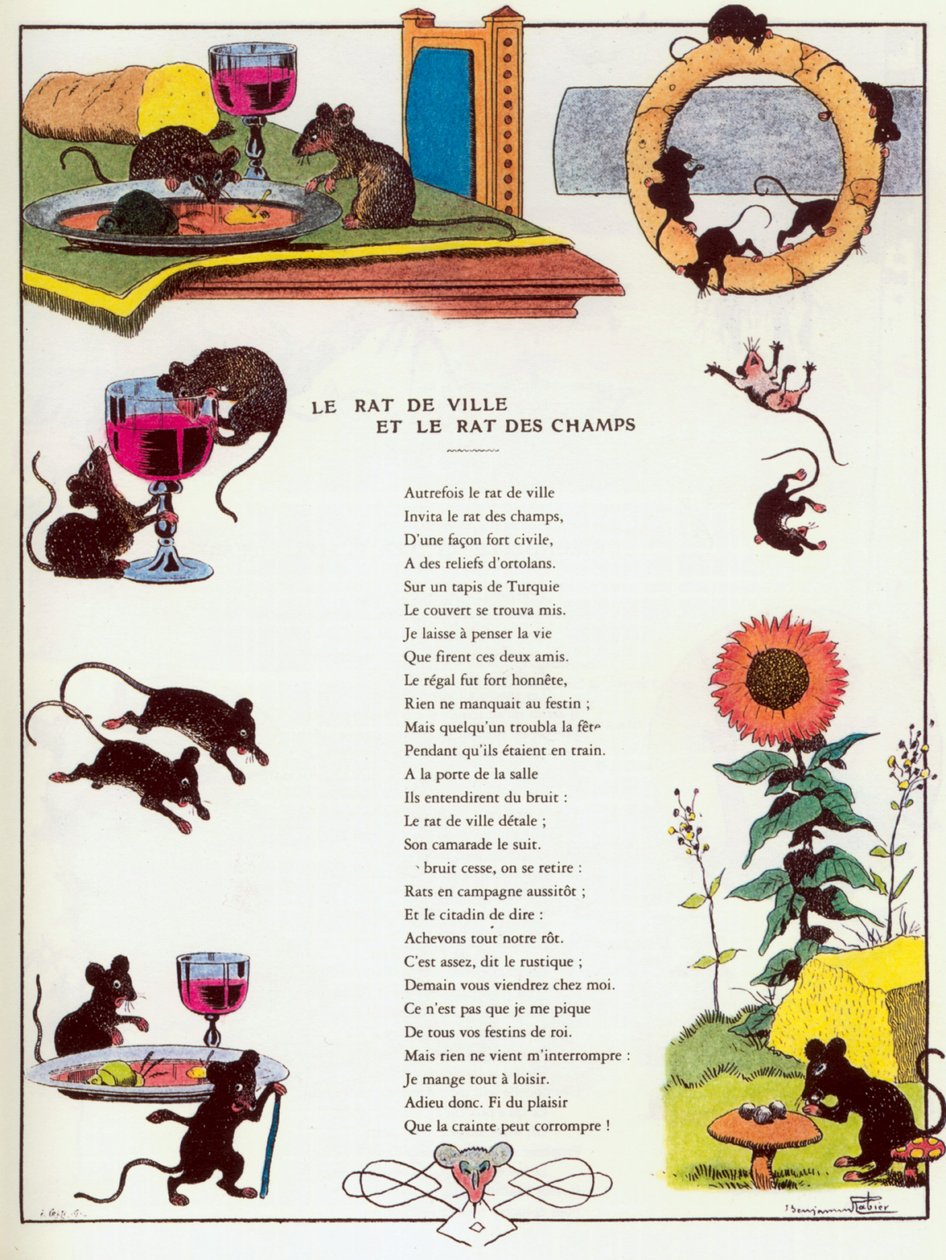 Le Rat de ville et le Rat des champs, illustration des 