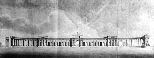 Perspective des bureaux vus depuis la grande cour - Benjamin Dean Wyatt