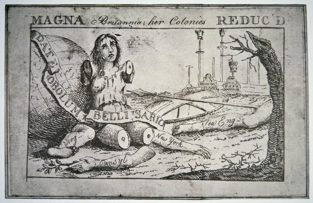 Magna Britannia : ses colonies réduites (lithographie) - Benjamin Franklin