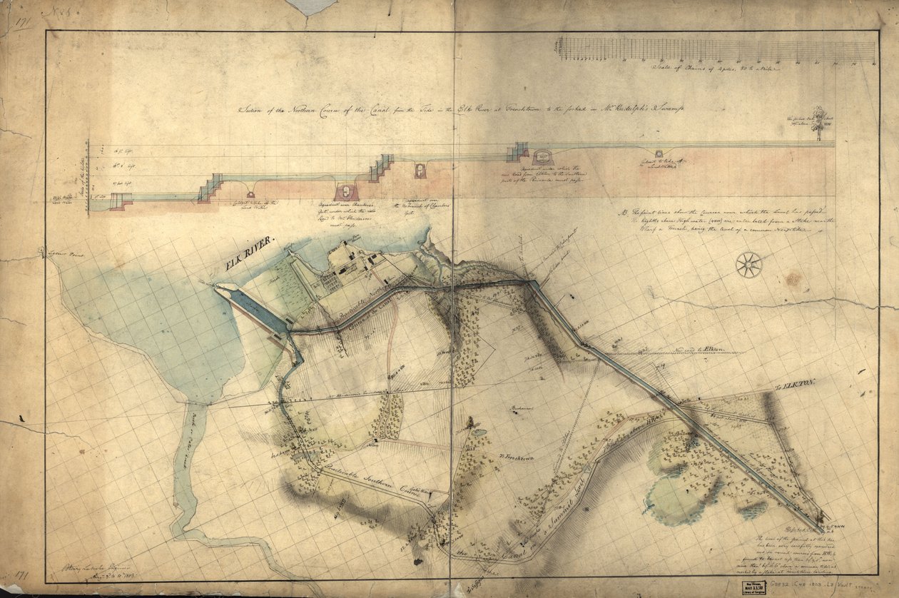 Section du cours nord du canal de la marée dans la rivière Elk à Frenchtown jusqu
