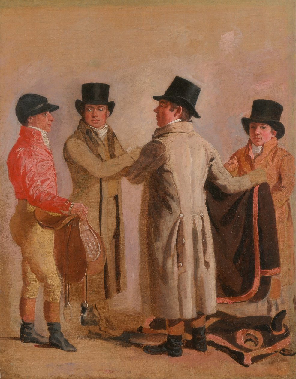 Le jockey Frank Buckle, le propriétaire-éleveur John Wastell, son entraîneur Robert Robson et un membre de l