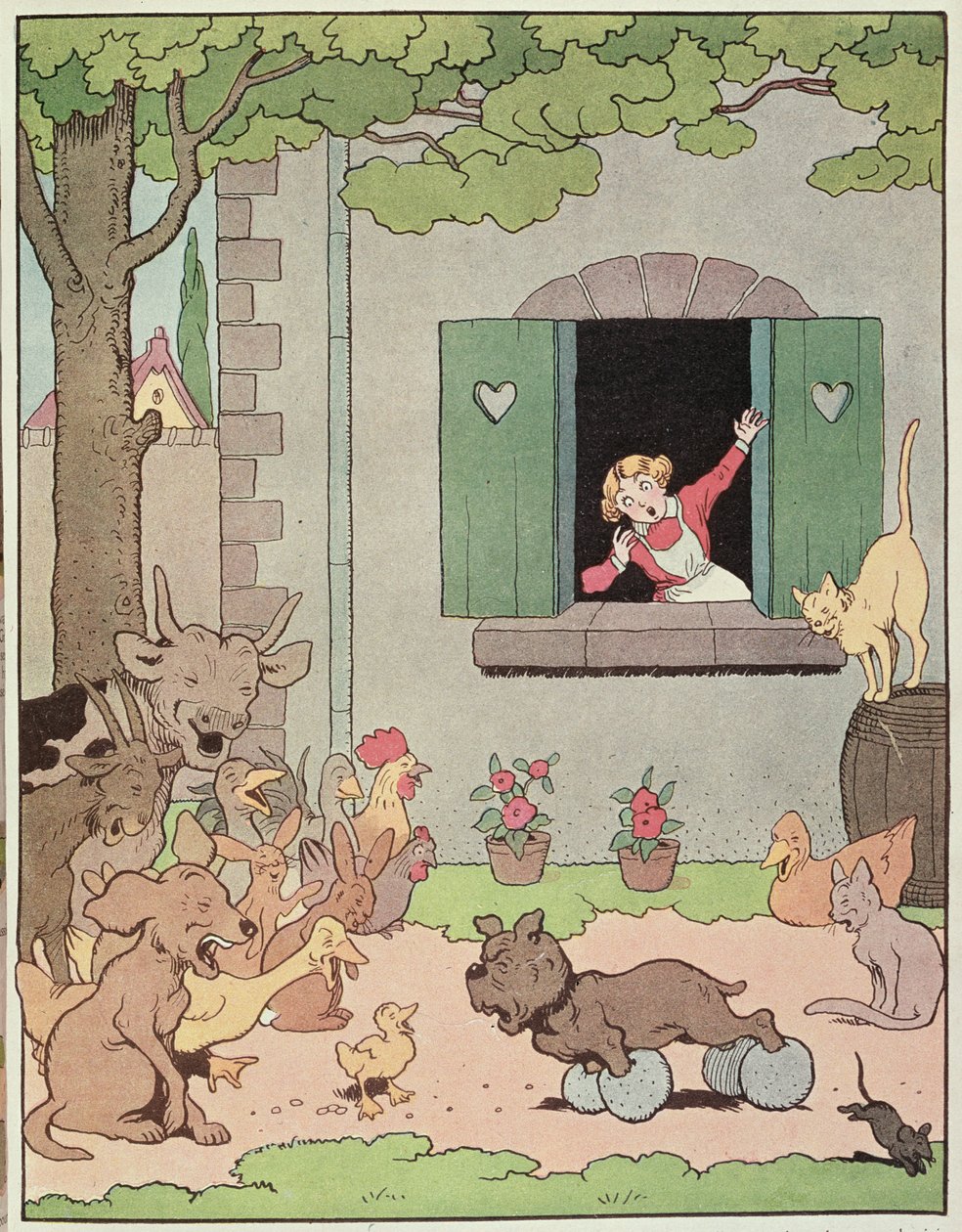 Les animaux de la ferme se réjouissant de la déconfiture de Grognard, illustration pour 