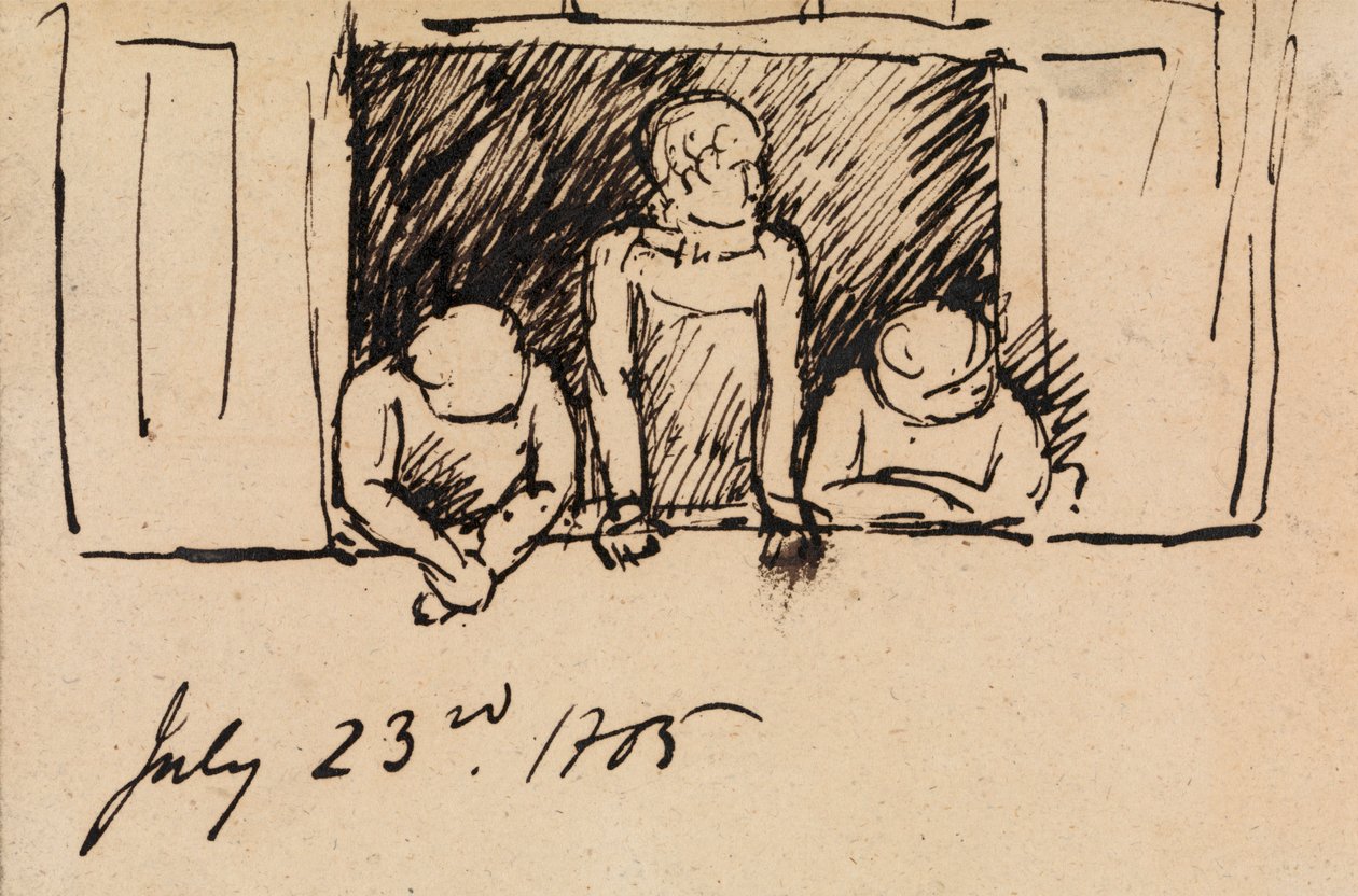 Étude de trois figures, appuyées sur un rebord de fenêtre - Benjamin Robert Haydon