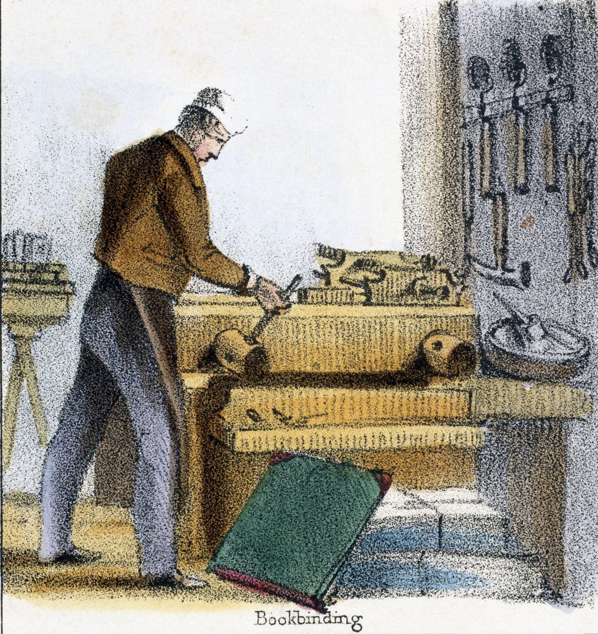 Le relieur, de Le garçon, la vache et le veau dans Illustrations graphiques des animaux - Montrant leur utilité pour l