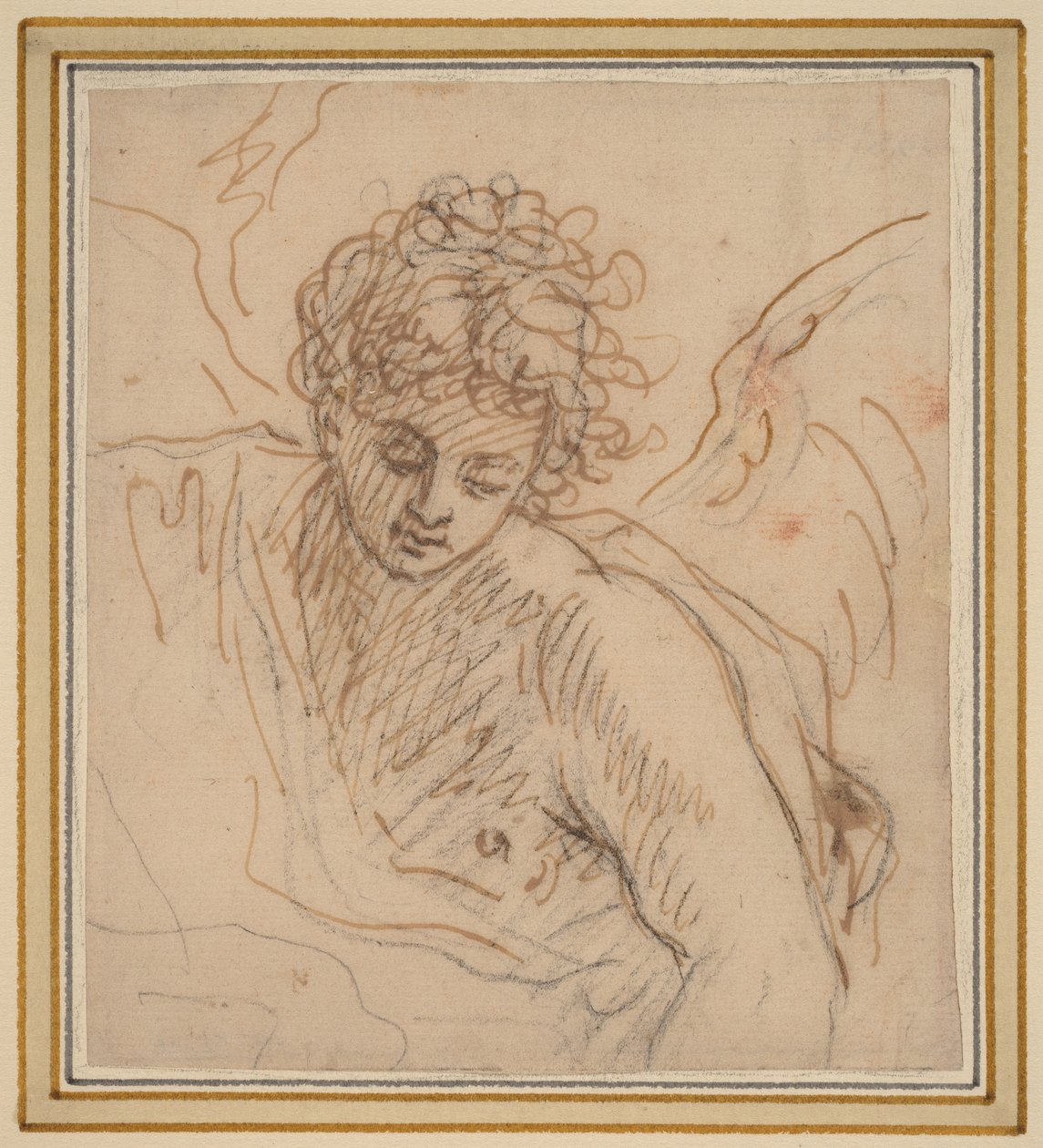 Ange (plume et encre brune sur craie noire sur papier vergé) - Benjamin West