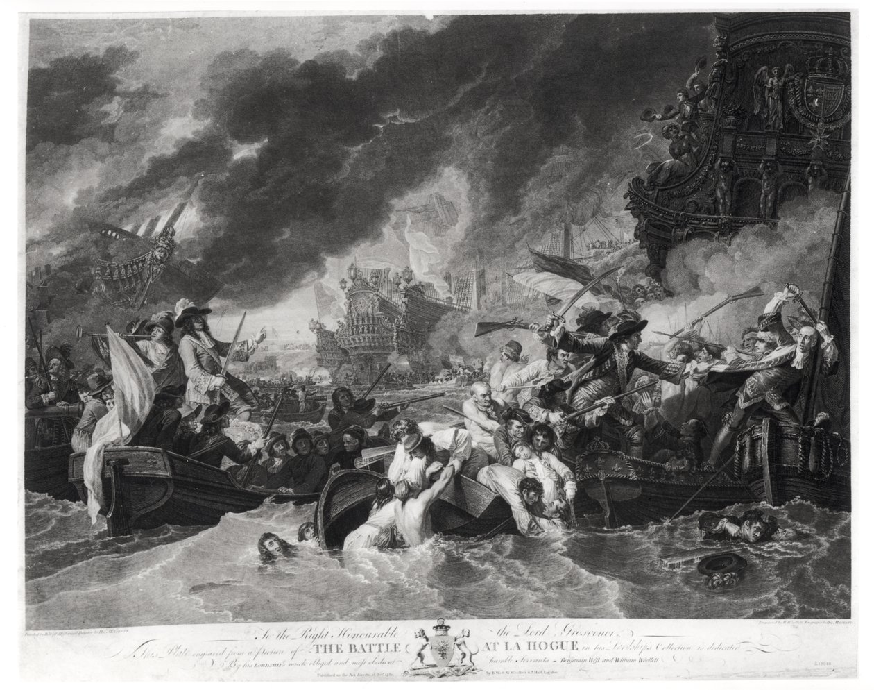 Bataille de La Haye, 29 mai 1692, gravée par William Woollett (1735-85) 1781 - Benjamin West