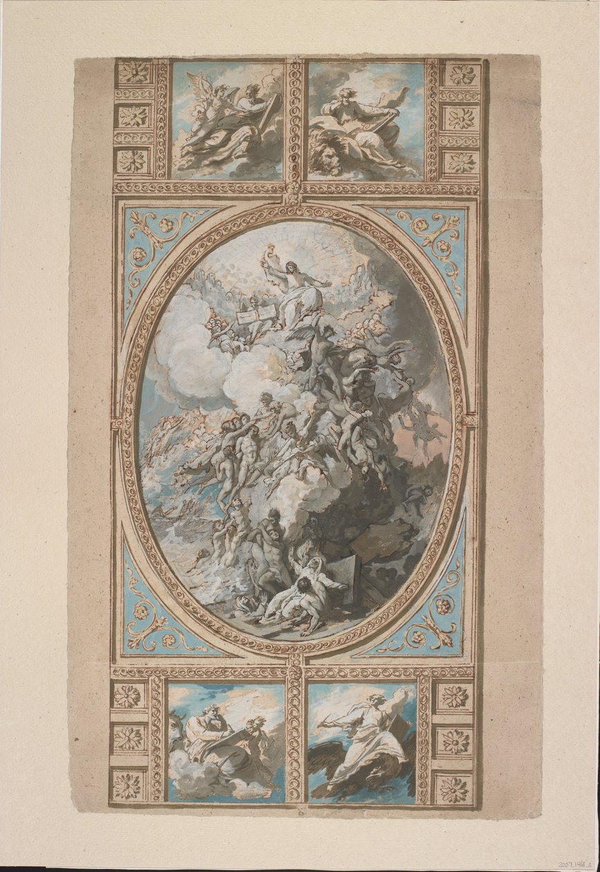 Conception pour la décoration du plafond de la chapelle royale, château de Windsor (recto), vers 1779 - Benjamin West