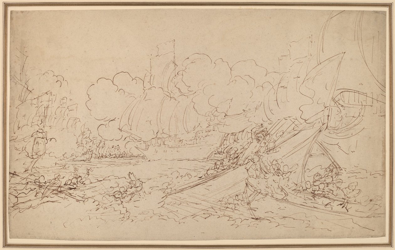 Étude pour La Bataille de La Hogue [recto] - Benjamin West