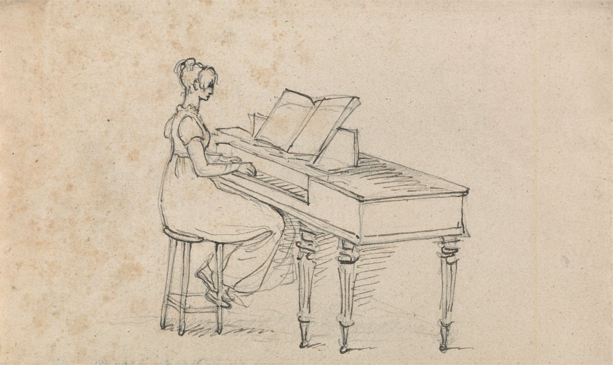 Une femme devant un piano carré - Benjamin West