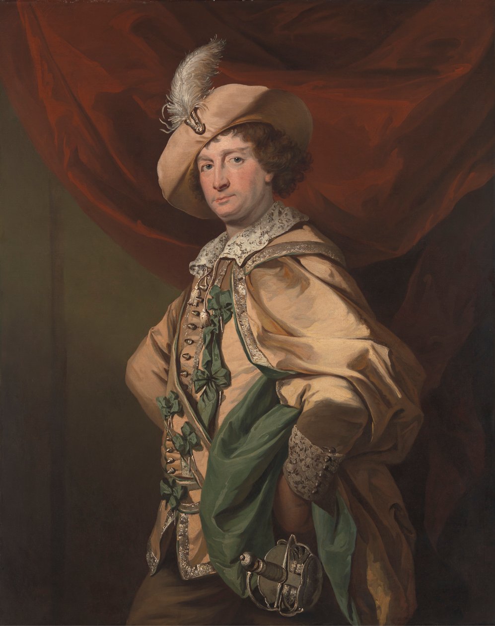 Henry Woodward en Petruchio dans Catherine et Petruchio, une version de Garrick de "La Mégère apprivoisée" - Benjamin van der Gucht