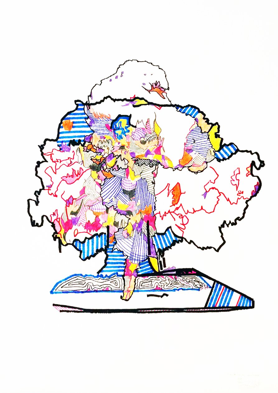 Double essai atomique, 2019 (encre sur papier) - Benoit Erwann Boucherot