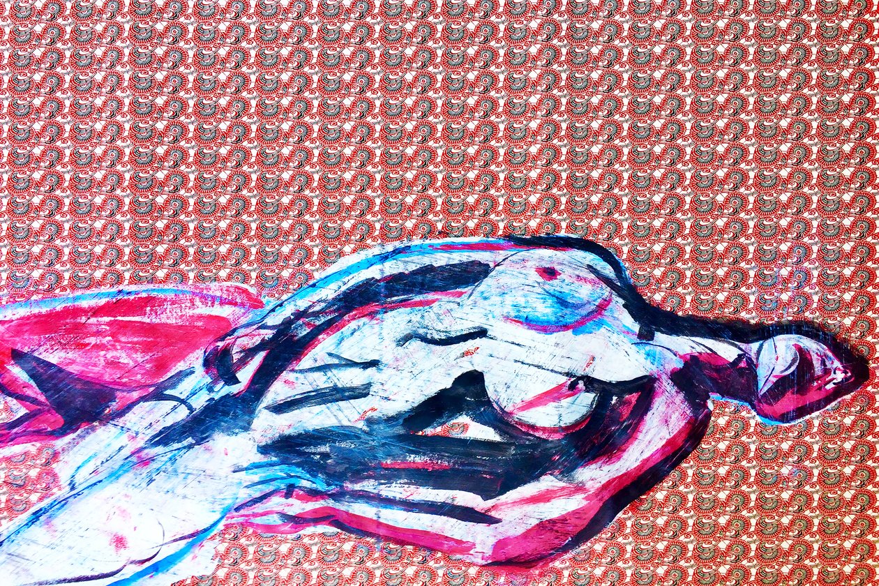 Surportrait japonais 2, 2020 (acrylique sur papier japonais sérigraphié) - Benoit Erwann Boucherot