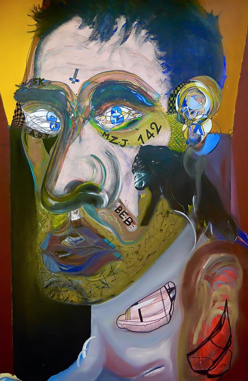 Dernier autoportrait avant le Mexique, 2015 (huile et acrylique sur toile) - Benoit Erwann Boucherot