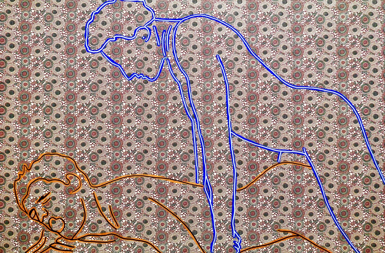 Masculin japonais 13, 2020 (acrylique sur papier japonais sérigraphié) - Benoit Erwann Boucherot
