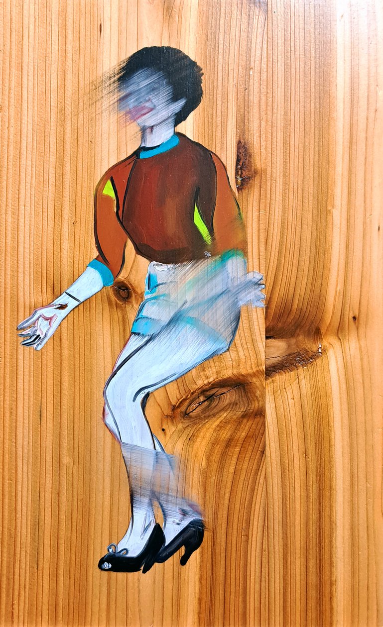 Rose is dancing chachacha, 2023 (huile sur bois de pin) - Benoit Erwann Boucherot