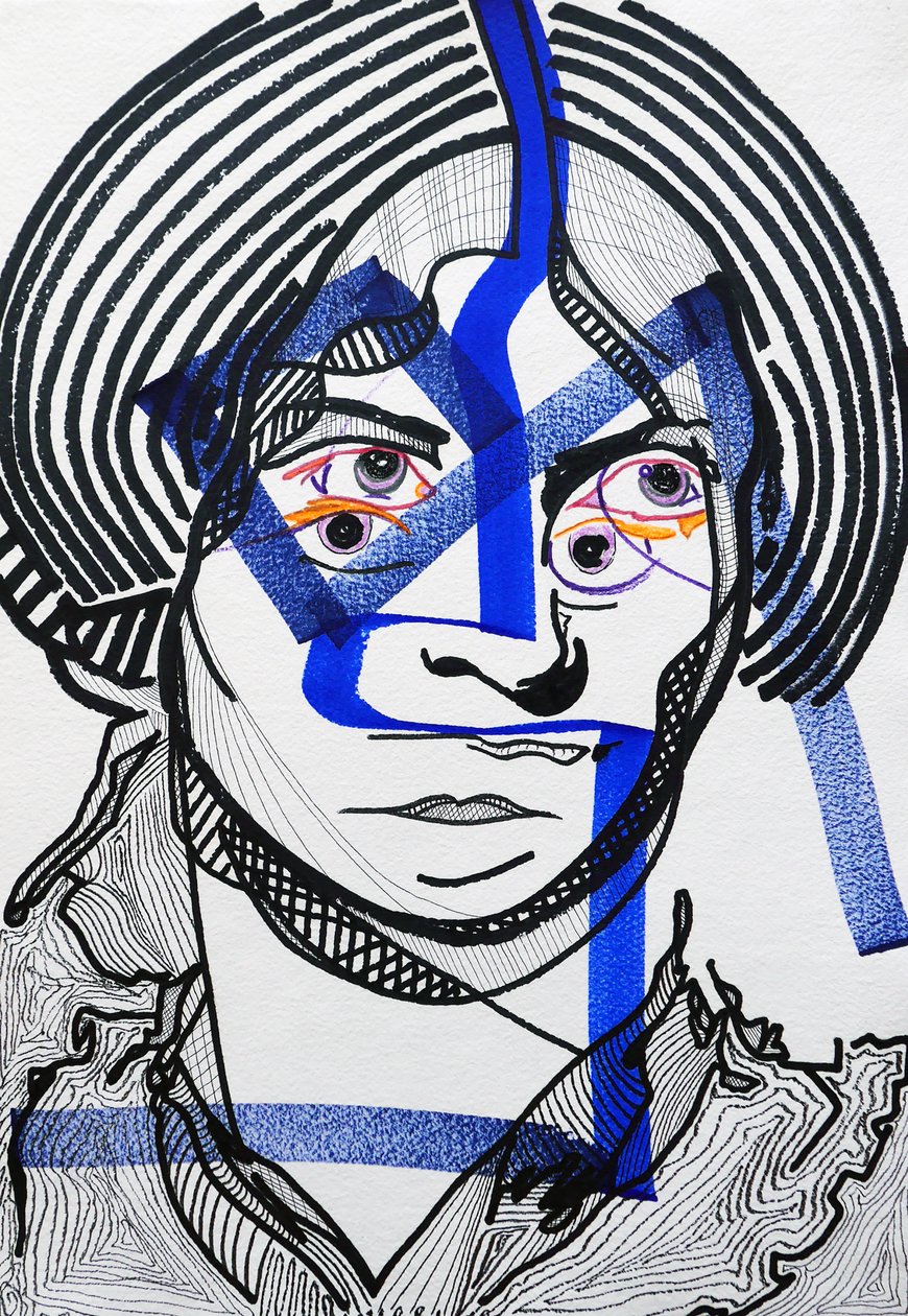 Surportrait : Charlotte Brontë, 2019 (acrylique sur papier) - Benoit Erwann Boucherot