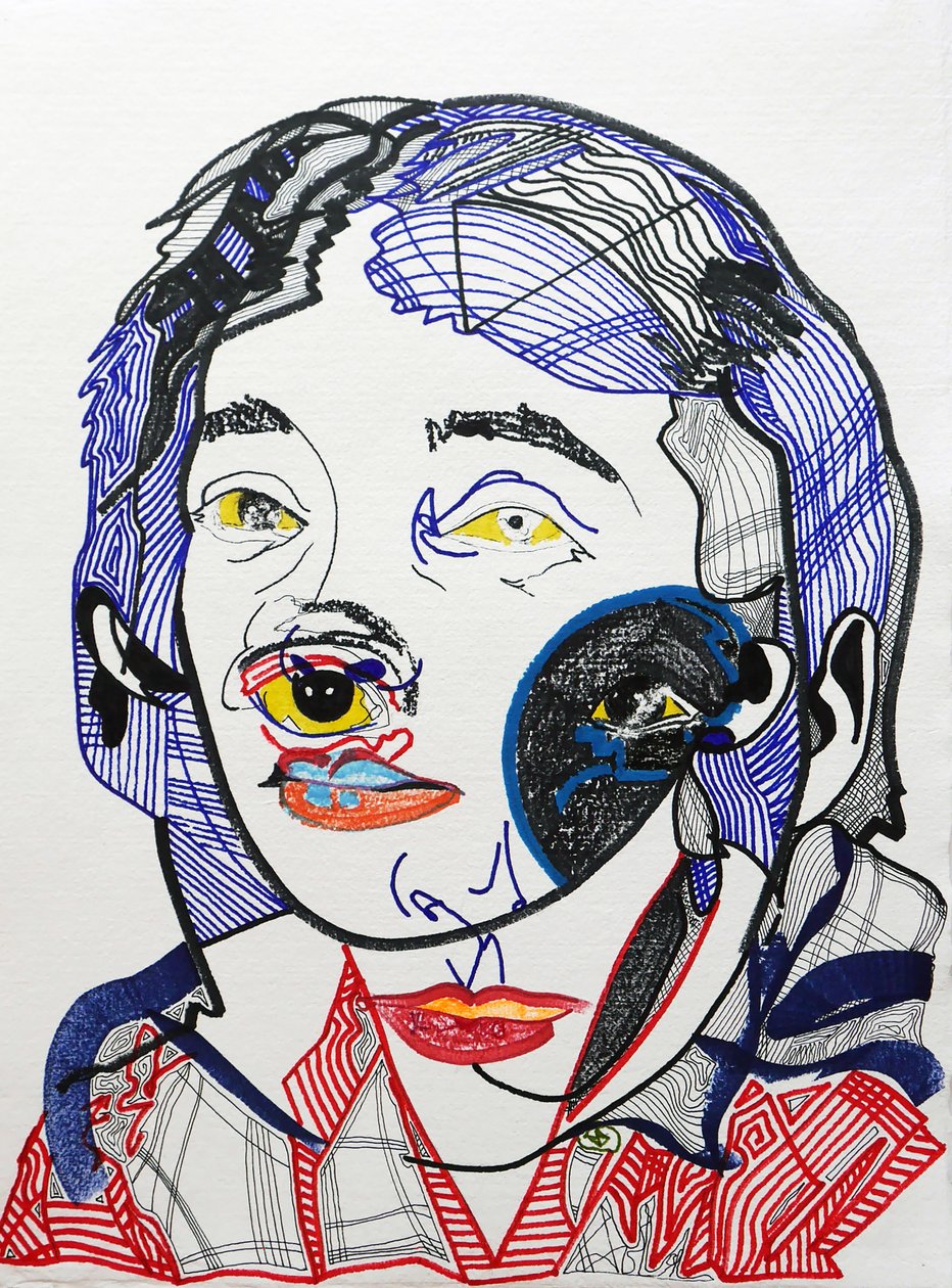 Surportrait : Marguerite Duras 2, 2021 (acrylique sur papier) - Benoit Erwann Boucherot