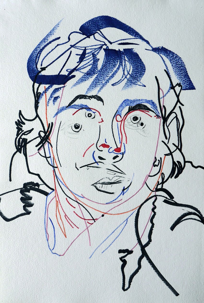 Surportrait : Marguerite Duras 3, 2021 (acrylique sur papier) - Benoit Erwann Boucherot