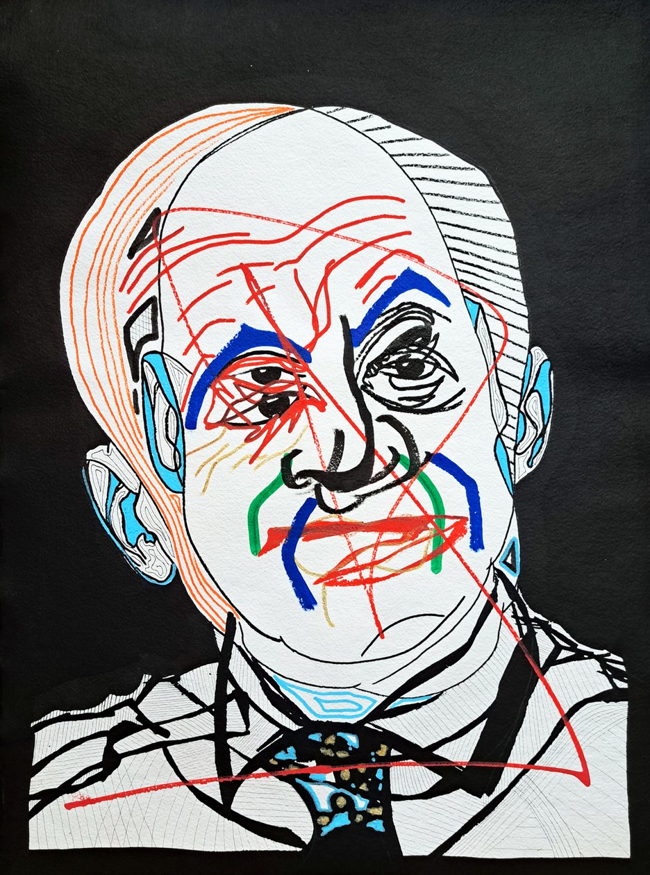 Surportrait : Oscar Niemeyer, 2022 (acrylique sur papier) - Benoit Erwann Boucherot