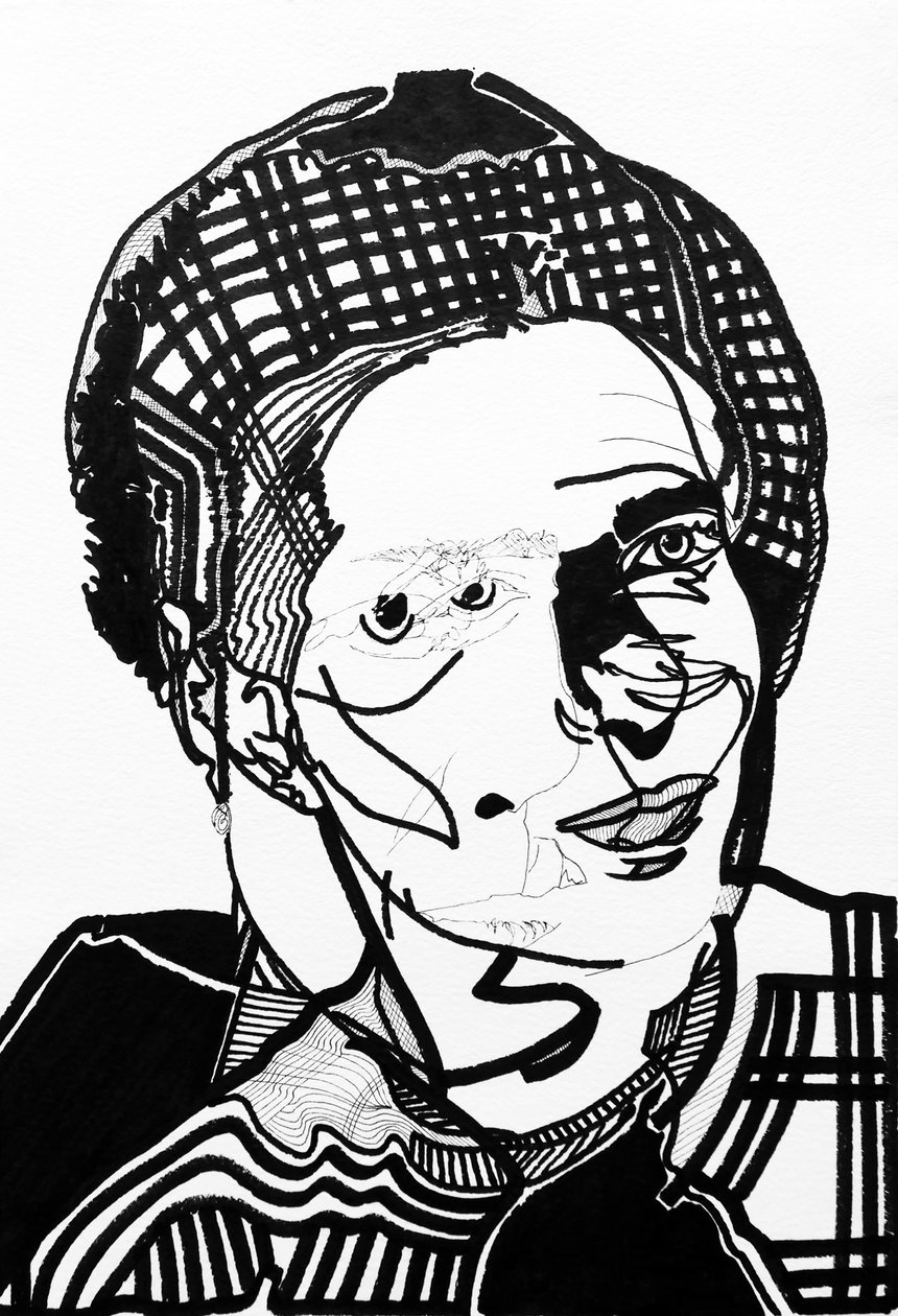 Surportrait : Simone de Beauvoir, 2019 (acrylic on paper) - Benoit Erwann Boucherot