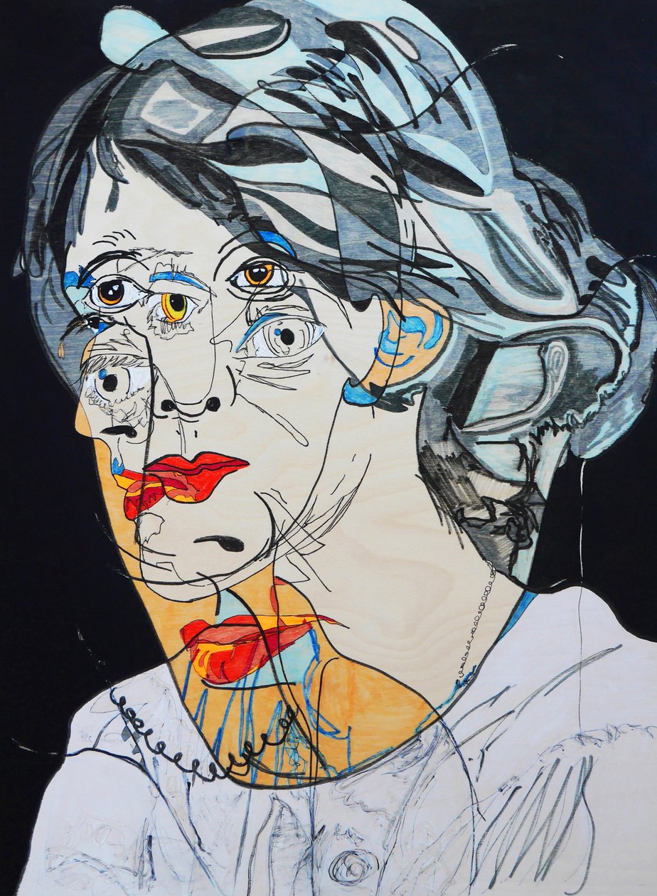 Surportrait : Virginia Woolf, 2021 (huile et acrylique sur panneau de bois) - Benoit Erwann Boucherot