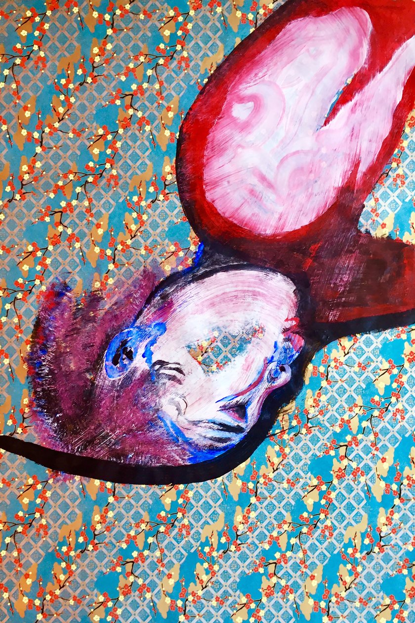 Surportrait japonais 5, 2020 (acrylique sur papier japonais sérigraphié) - Benoit Erwann Boucherot