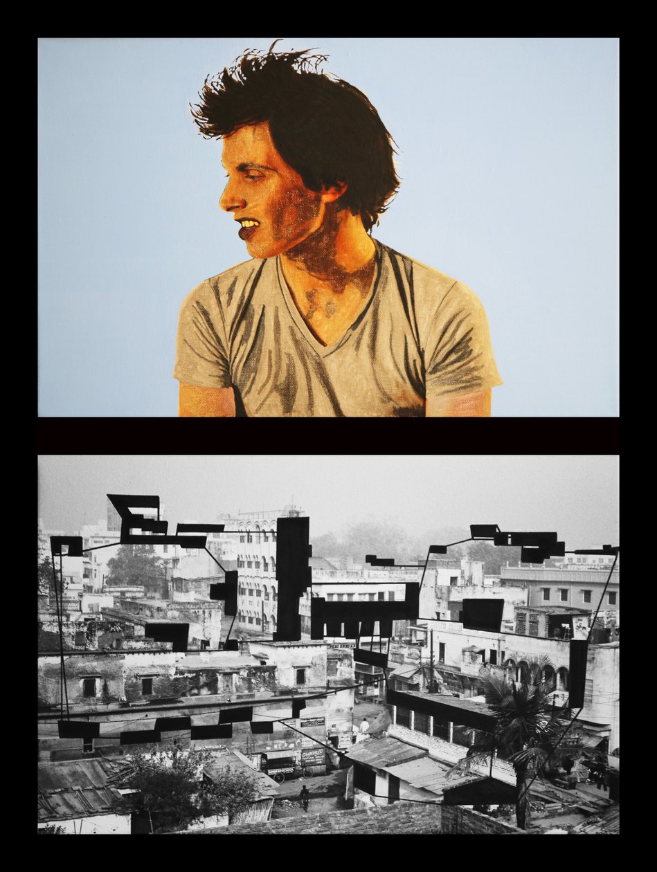 Yohan à Bénarès, 2005 (huile sur 2 toiles juxtaposées) - Benoit Erwann Boucherot
